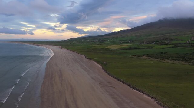 Aerial View of Fermoyle Beach at Sunset, Dingle Peninsula, Ireland
