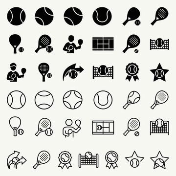 Tennis and Racquet Sports Icons Collection Diverse Graphics For Digital Platforms