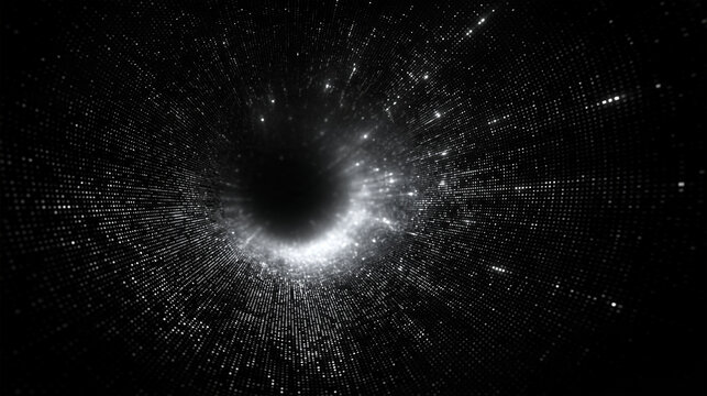 Abstract Digital Wormhole Vortex with Glowing Particles