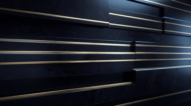 Abstract Luxury Dark Wall Panels with Golden Accents