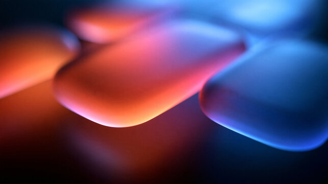 Abstract Futuristic Glassmorphism Background with Neon Glowing Shapes