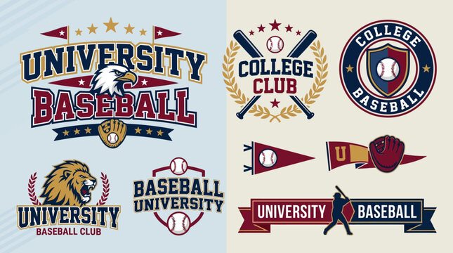 University Baseball Club Logos And Emblems For Sports Teams