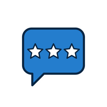 Blue Speech Bubble with Three Stars Icon for Customer Feedback and Rating System Vector Illustration
