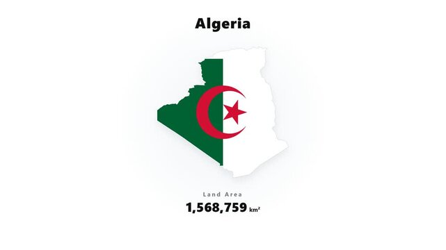 Algeria map graphic filled with flag colors green triangle white field red crescent star emblem icon