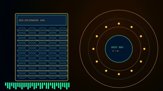 Digital displays showing immersion cooling process analytics with circular data charts and numerical values on a dark interface screen for modern server farm monitoring systems