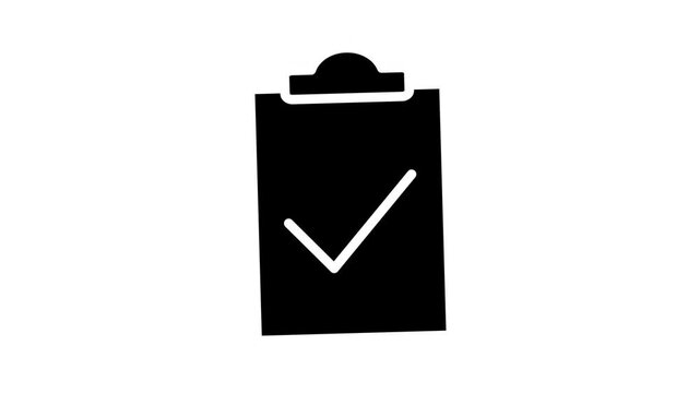 A black clipboard icon with a checkmark symbol against a white background.