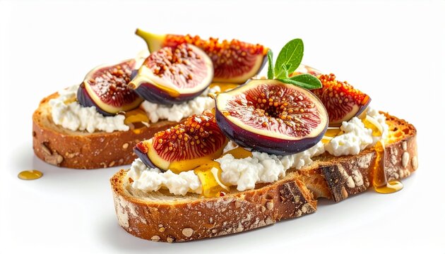 toasted crusty bread topped with cream cheese and sliced figs