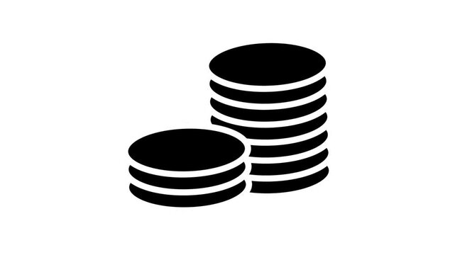 Black Coin Stacks Icon Animation.