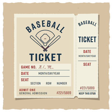 Vintage Baseball Ticket Design Template Exciting Game Entry Pass