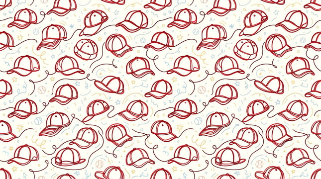 Whimsical Baseball Caps Pattern For Sports Apparel And Accessories