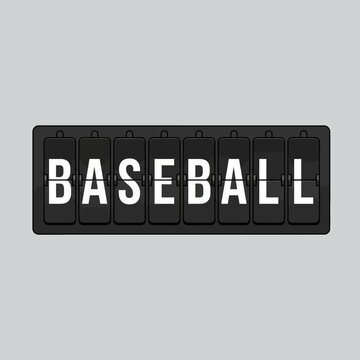 Retro Flipboard Displaying The Word Baseball For Sporting Events And Announcements