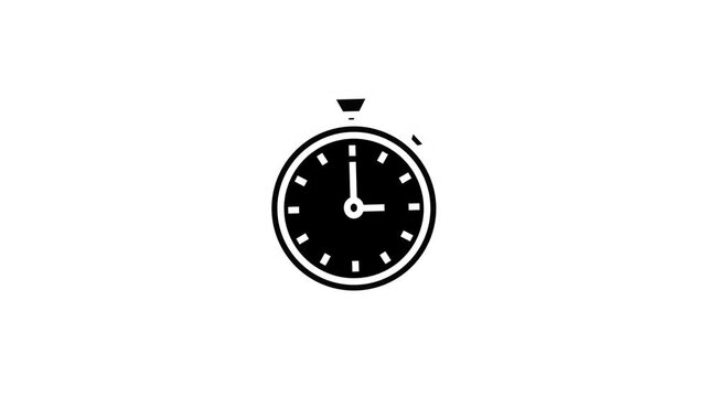 Black and white stop watch clock tick animation video loop.