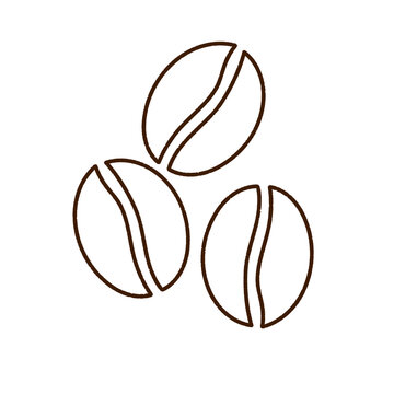 Brown Roasted Coffee Beans Minimalist Vector Icon Illustration