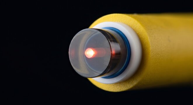 Fiber optic cable close-up glowing core vibrant macro photography dark background professional lighting