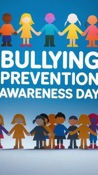 Banner poster bullying prevention awareness day, stop harassment and abuse at school AI Generative