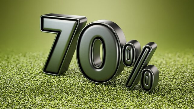 3D Seventy Percent Discount Icon on Green Grass Background for Sale Promotion