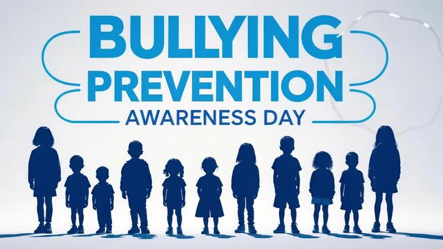 Banner poster bullying prevention awareness day, stop harassment and abuse at school AI Generative