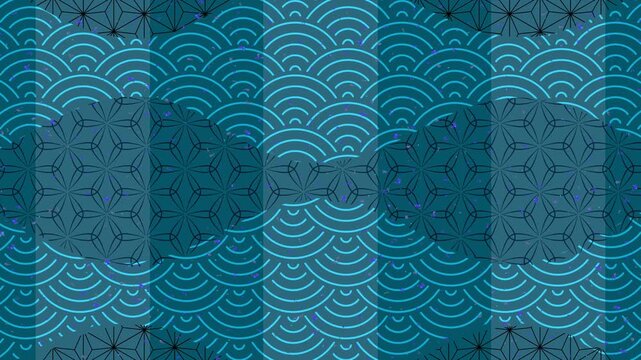 Blue Japanese Geometric Wave Pattern 4K