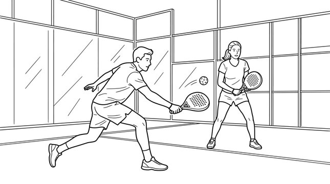 Active Couple Playing Racket Sport Together Indoors