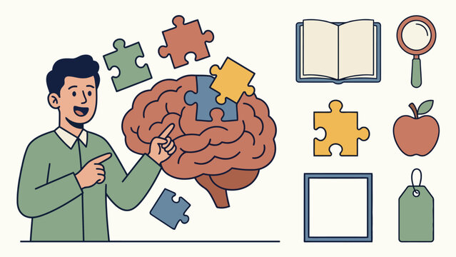 Man with brain puzzle pieces symbolizing mental health and wellness