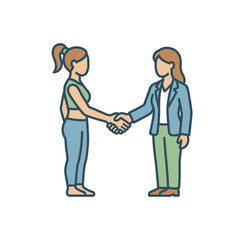 Fototapeta premium Two women shaking hands business partnership illustration.