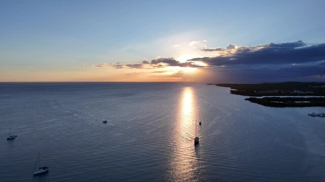 Sunset Over Sailboats in Boqueron Bay, Puerto Rico