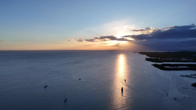 Golden Sunset Over Boqueron Bay and Sailboats, Puerto Rico