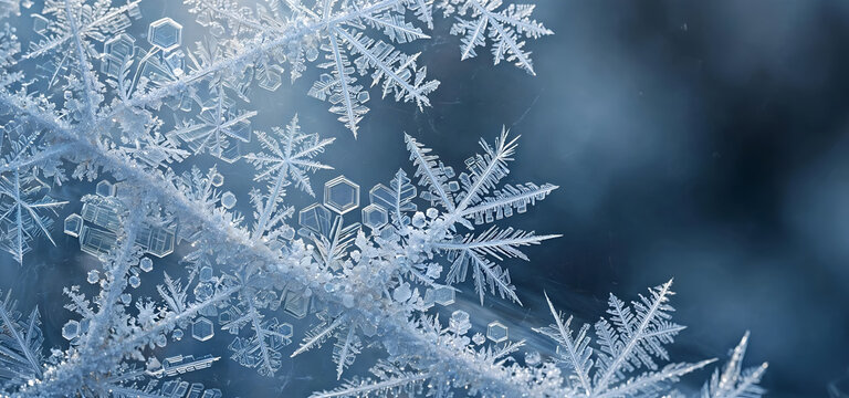 Detailed frost crystals on frozen branch with ice crystals cold weather winter backgroun