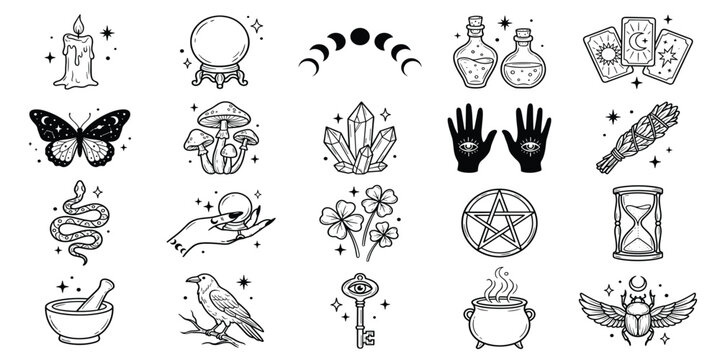 astrology esoteric symbols witch elements magic doodles space sticker galaxy