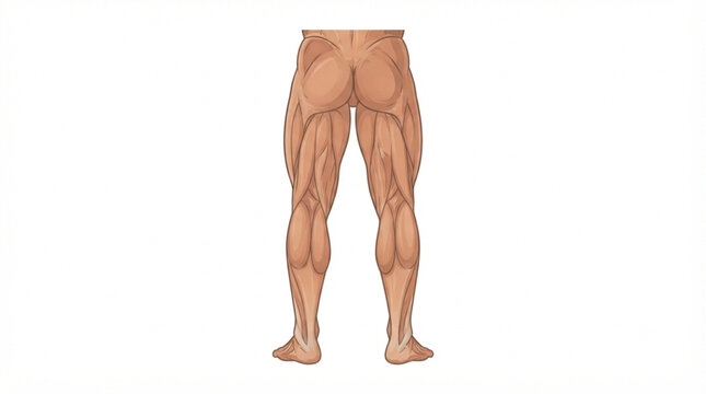 Anatomy of human leg and gluteus muscles from posterior view illustration
