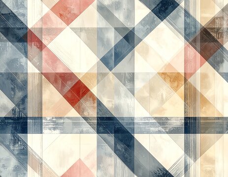 模様　Seamless geometric pattern of woven diamond checks in muted colors


