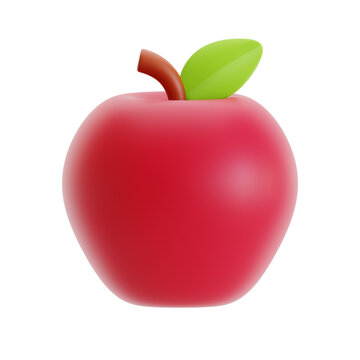 3D Red Apple Education Icon