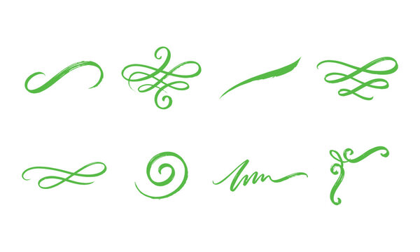 Calligraphy Brush Stroke Shapes Set &ndash; Swirl, Flourish, Ornament and Decorative Line Design Collection Calligraphy Brush Stroke Shapes Set