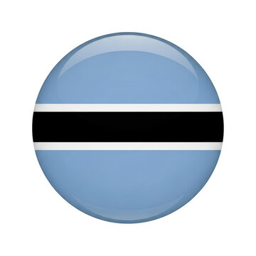 Botswana flag as a glossy round button icon isolated on transparent background