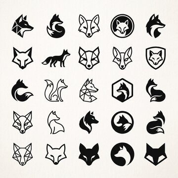 Minimalist Fox Logo Design Collection With Geometric Monochrome Vector Emblems