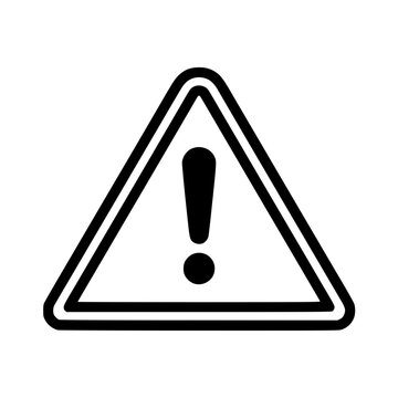 Bold black triangle warning vector graphic featuring a central exclamation mark