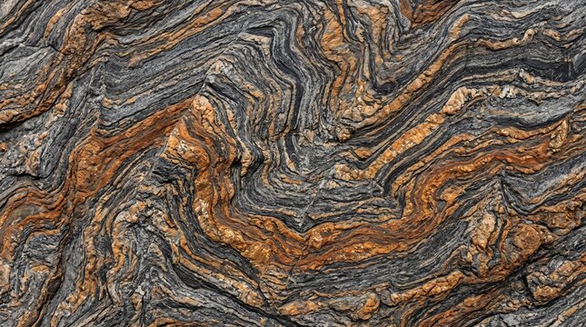 Gneiss stone texture composition displays layered metamorphic rock formations