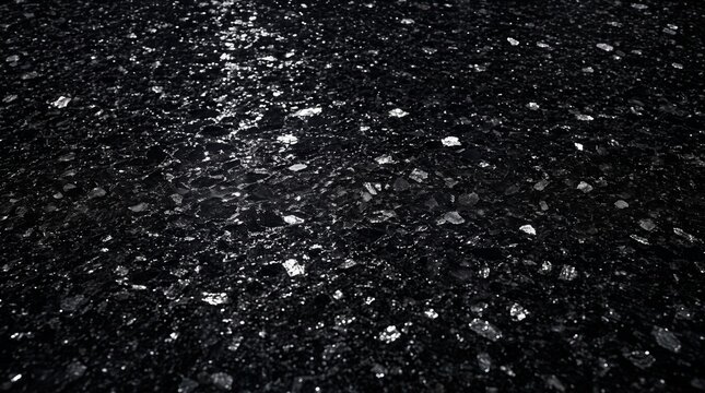 Polished black granite texture with reflective mineral inclusions