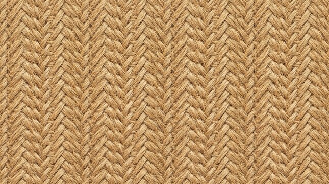 Woven sisal matting displays a repeating herringbone pattern