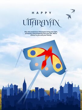 White and Blue Elegant Minimal Uttarayan Festival