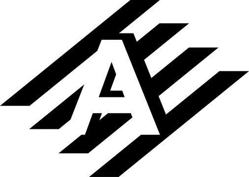 This element transforms the letter 'A' into a solid cube composed of angled planes. The design relies on negative space as a key feature, creating sharp voids that unify the form while establishing a 
