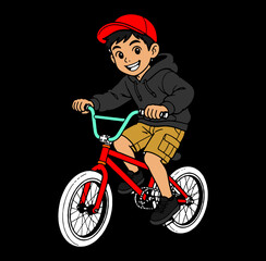 Obraz premium Kid ridding bmx sticker vector illustrator 