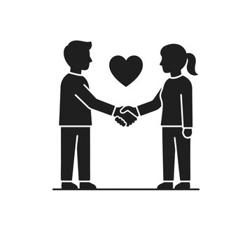Couple Handshake Heart Symbol Relationship Agreement.
