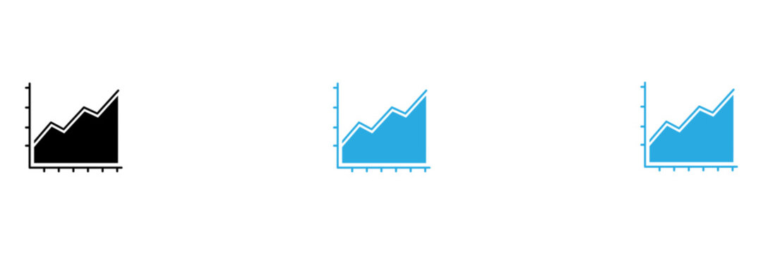 Blue line chart with upward and downward trends in simple design