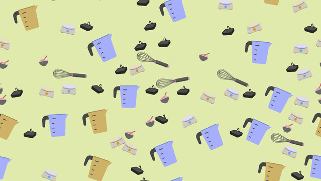 Baking and Kitchen Tools Seamless Pattern