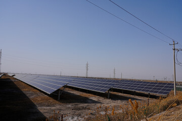 Fototapeta premium Solar panels green energy light energy