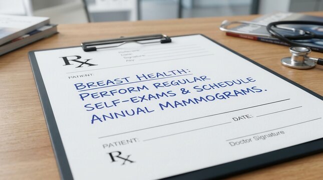 Breast Health Reminder Prescription On Clipboard