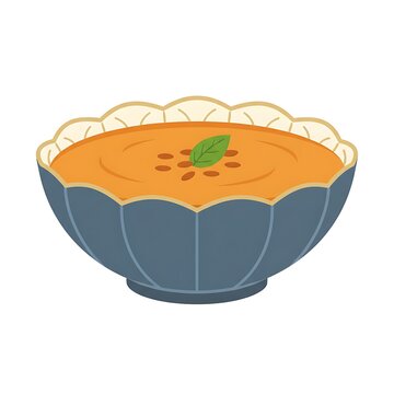 Orange dessert in a black bowl with green mint leaf