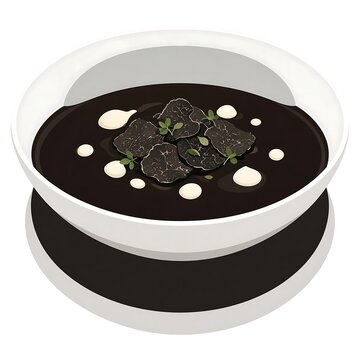 Black caviar in a white bowl with bubbles on top