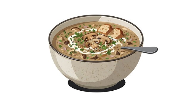 Bowl of chicken noodle soup with vegetables and herbs
